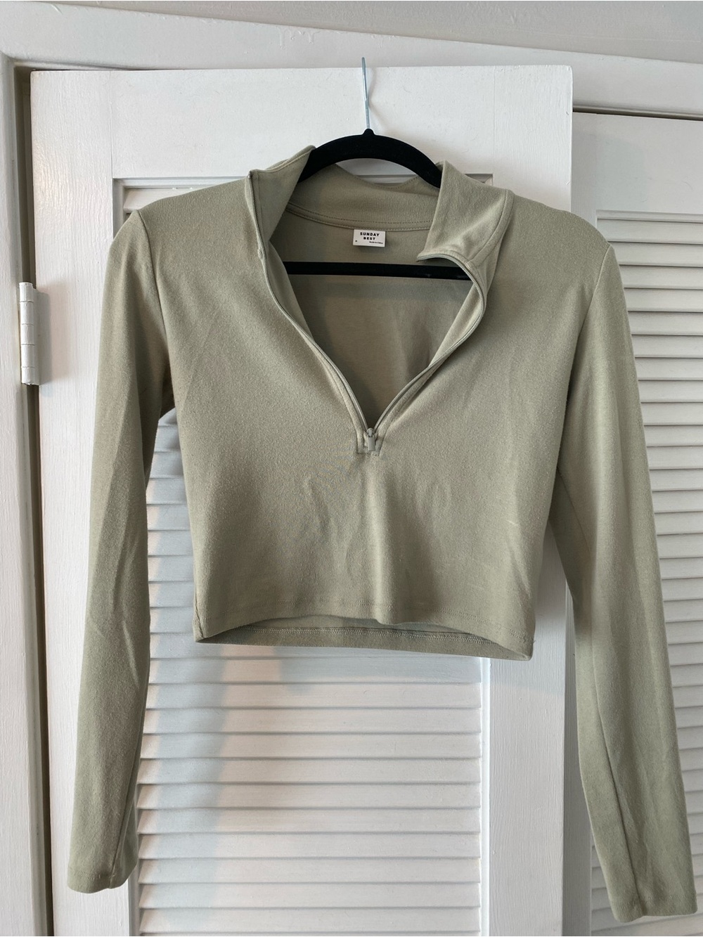 Aritzia Sunday Best Long Sleeve Cropped Quarter-Zip Top - Sage
